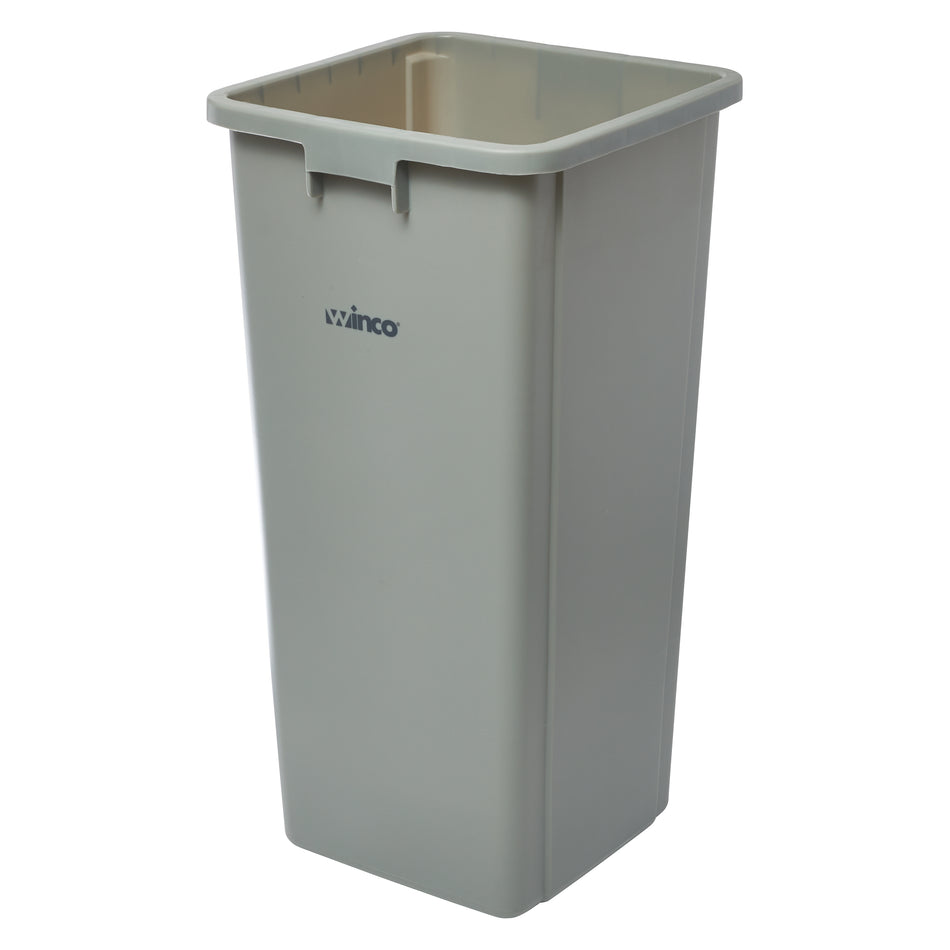 Winco PTCS-23G Square Trash Can 23 Gallon Gray LDPE Indoor Waste Receptacle