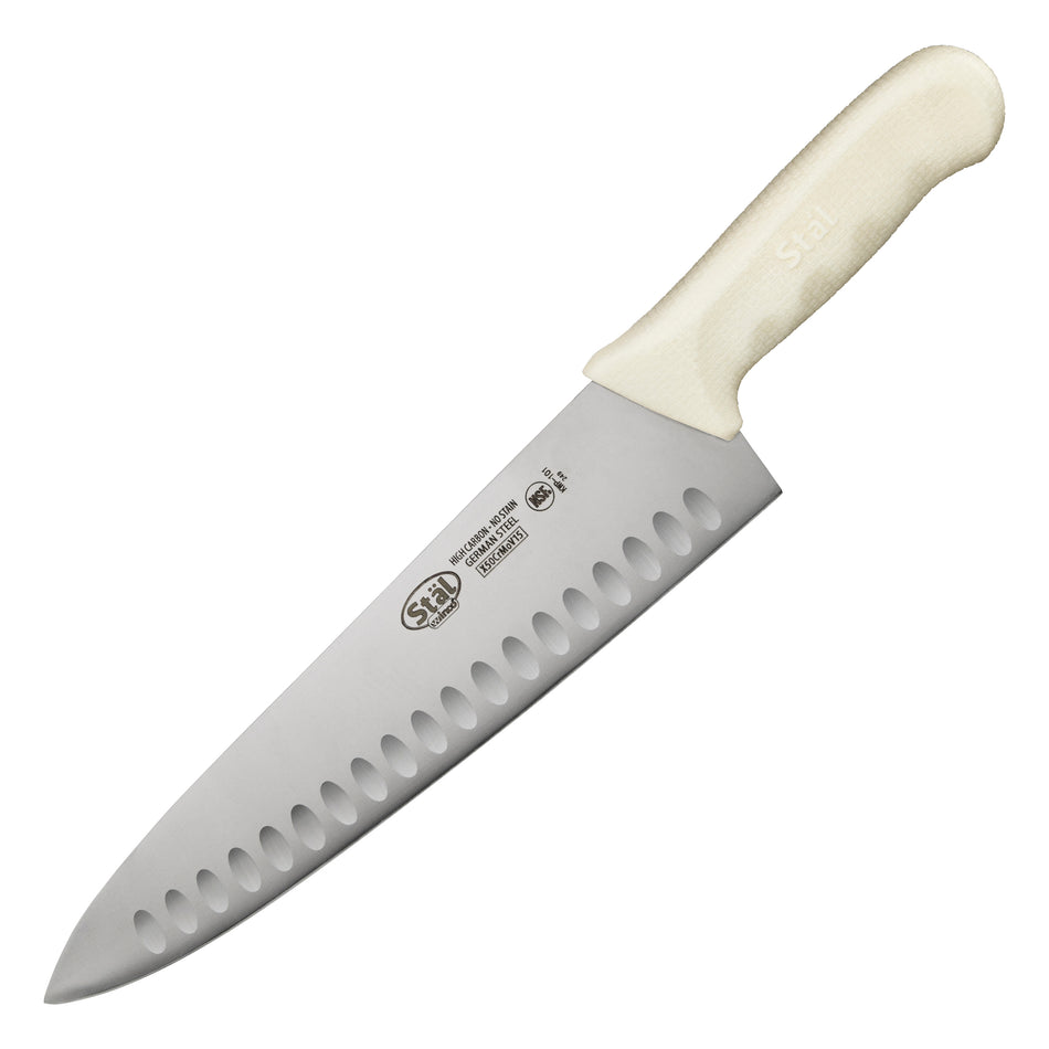 Winco KWP-101 10 Inch Blade Hollow Ground Edge Polypropylene White Chef Knife