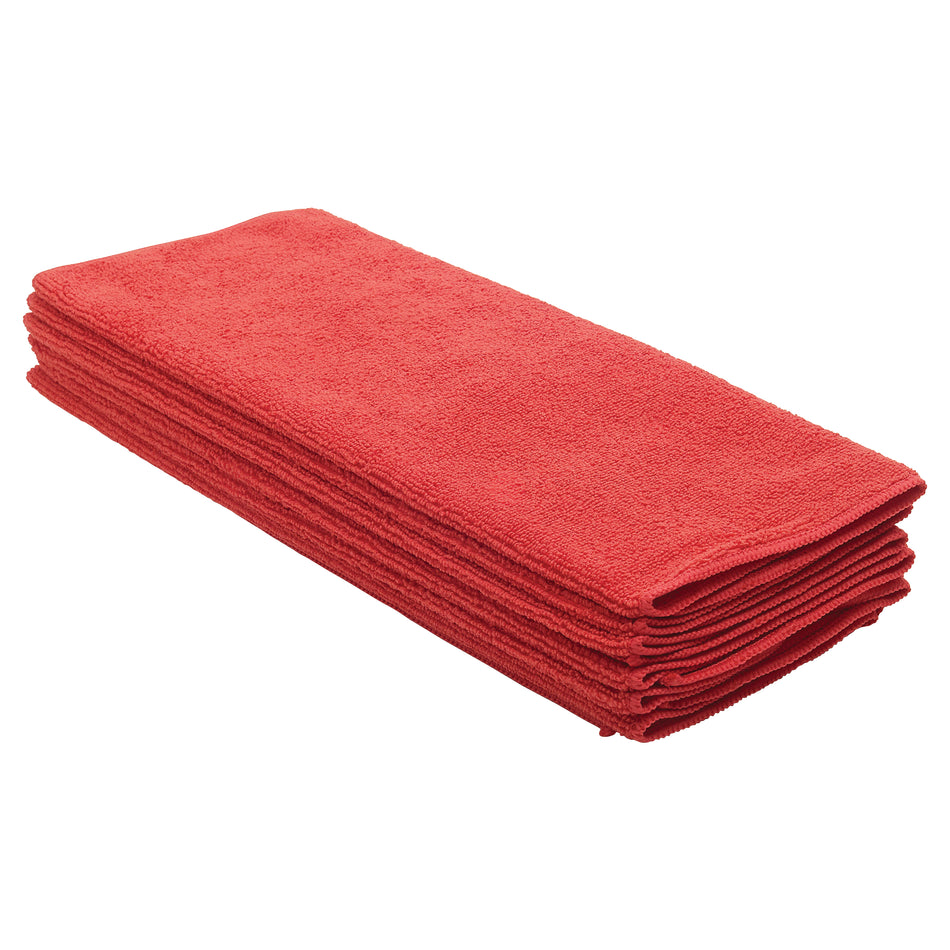 Winco BTM-16R 16 Inch Microfiber Towel Set Red 6 Packs