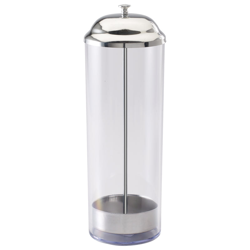 Winco SDP-3 3-3/8 Inch Diameter Round Straw Dispenser Break Resistant BPA Free Plastic