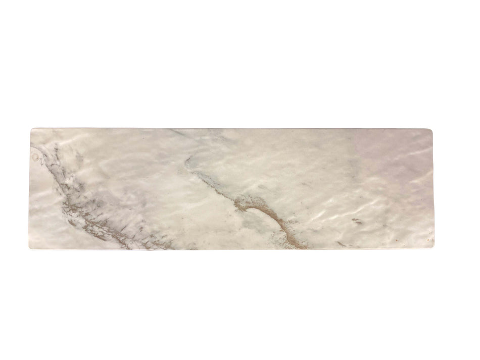 20-3/4" x 6-1/4" x 3/8", Serving Board, Faux Marble, White Shadow, Melamine, BPA Free, Dishwasher Safe, Break-Resistant, Shatter-Resistant, No Microwave, No Oven, NSF