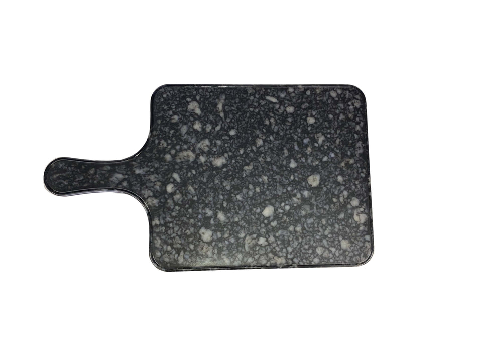 8-7/8" x 7-1/2" x 1/2", Serving Board with 4-1/8" Handle Length, Faux Marble, Onyx, Melamine, BPA Free, Dishwasher Safe, Break-Resistant, Shatter-Resistant, No Microwave, No Oven, NSF