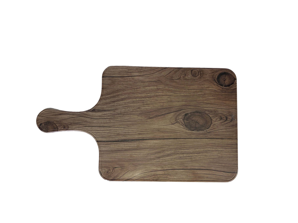 8-7/8" x 7-1/2" x 1/2", Serving Board with 4-1/8" Handle Length, Faux Wood, Sequoia, Melamine, BPA Free, Dishwasher Safe, Break-Resistant, Shatter-Resistant, No Microwave, No Oven, NSF