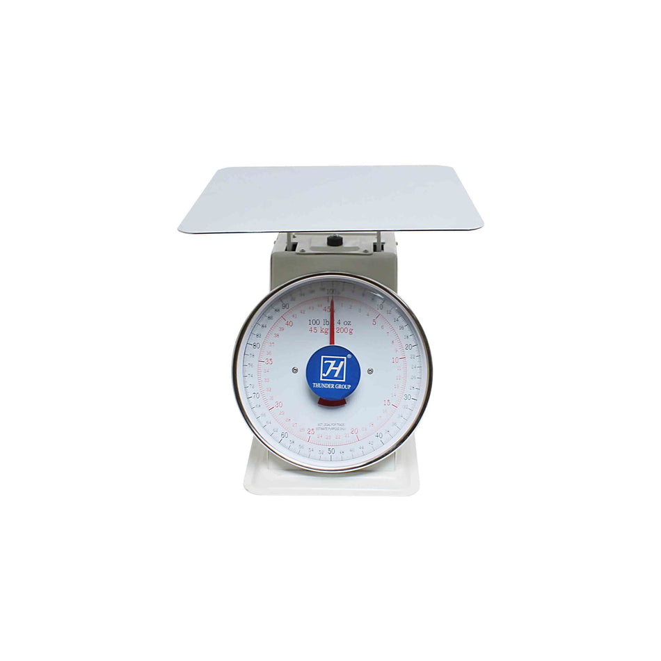 100 LB., Flat Platform Scale, Zero-adjust dial for consistent readings, Coated Iron