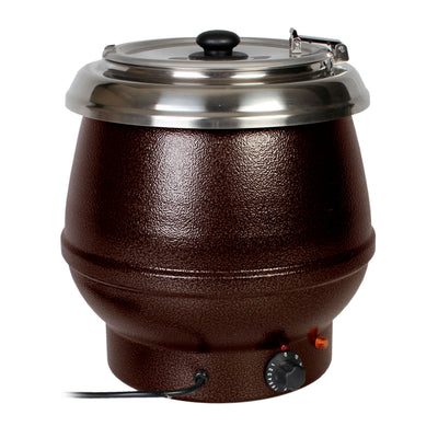 Thunder Group SEJ32000TW 10 Quart Soup Kettle with Hinged Lid Aluminum Brown