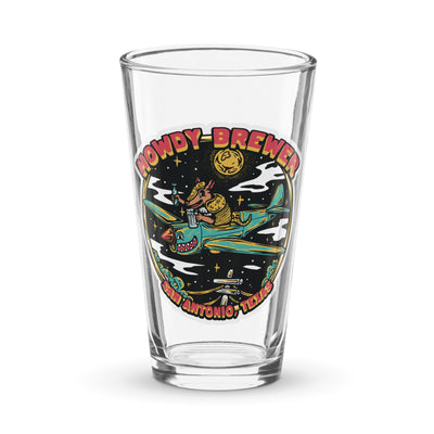Handmade 16oz Pint Glass w/ Armadillo Military City Logo