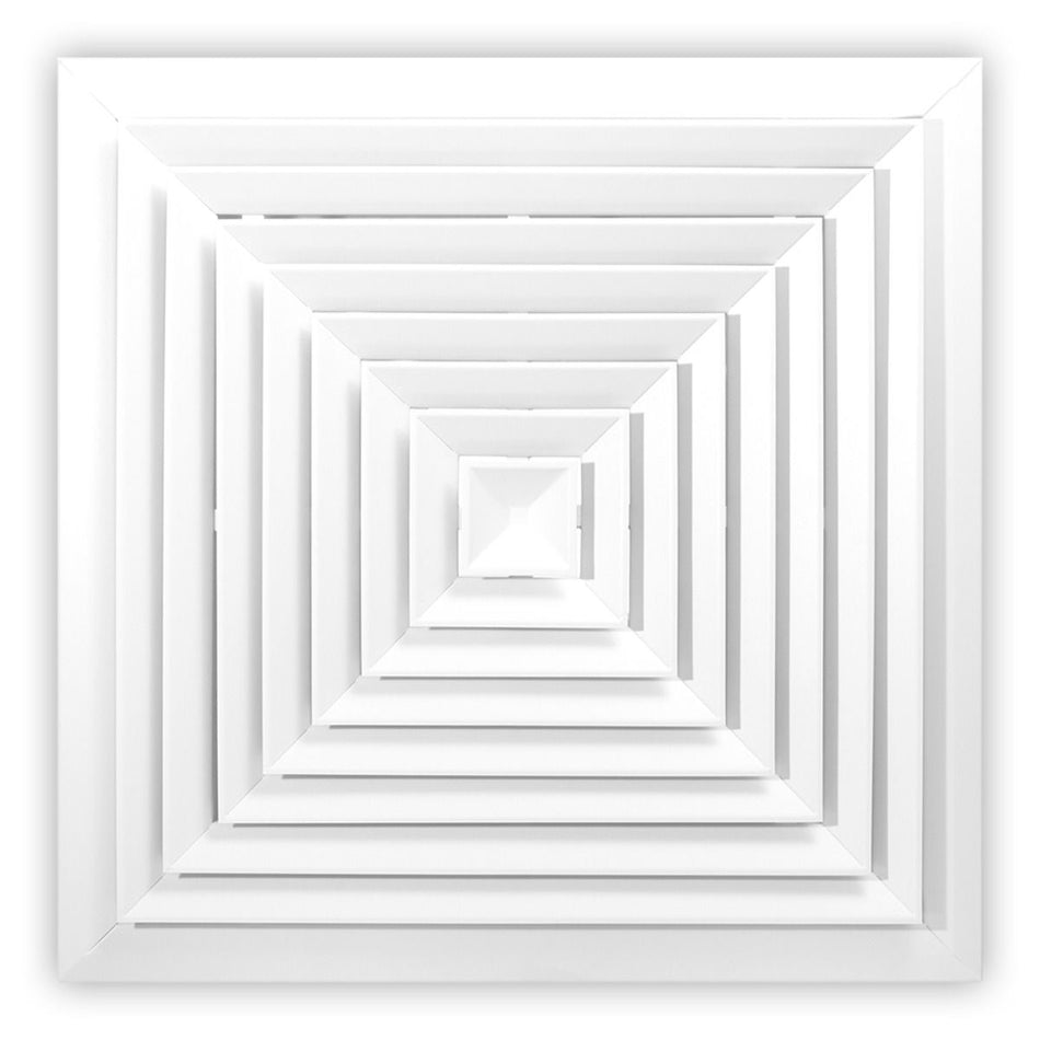 Shoemaker DVD-DCF-10X10, 10x10 Ceiling Diffuser, White Steel Ceiling Air Vent