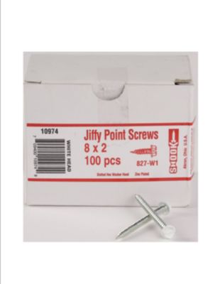 Shook Hex Washer Head Screw Sharp tapered hard point 8X2 2" Steel 10974
