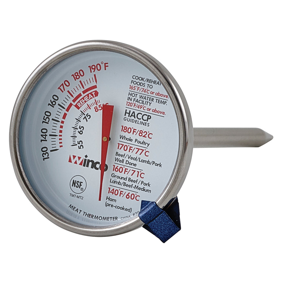 Winco TMT-MT2 2 Inch Dial Meat Thermometer with 5 Inch Probe Stainless Steel