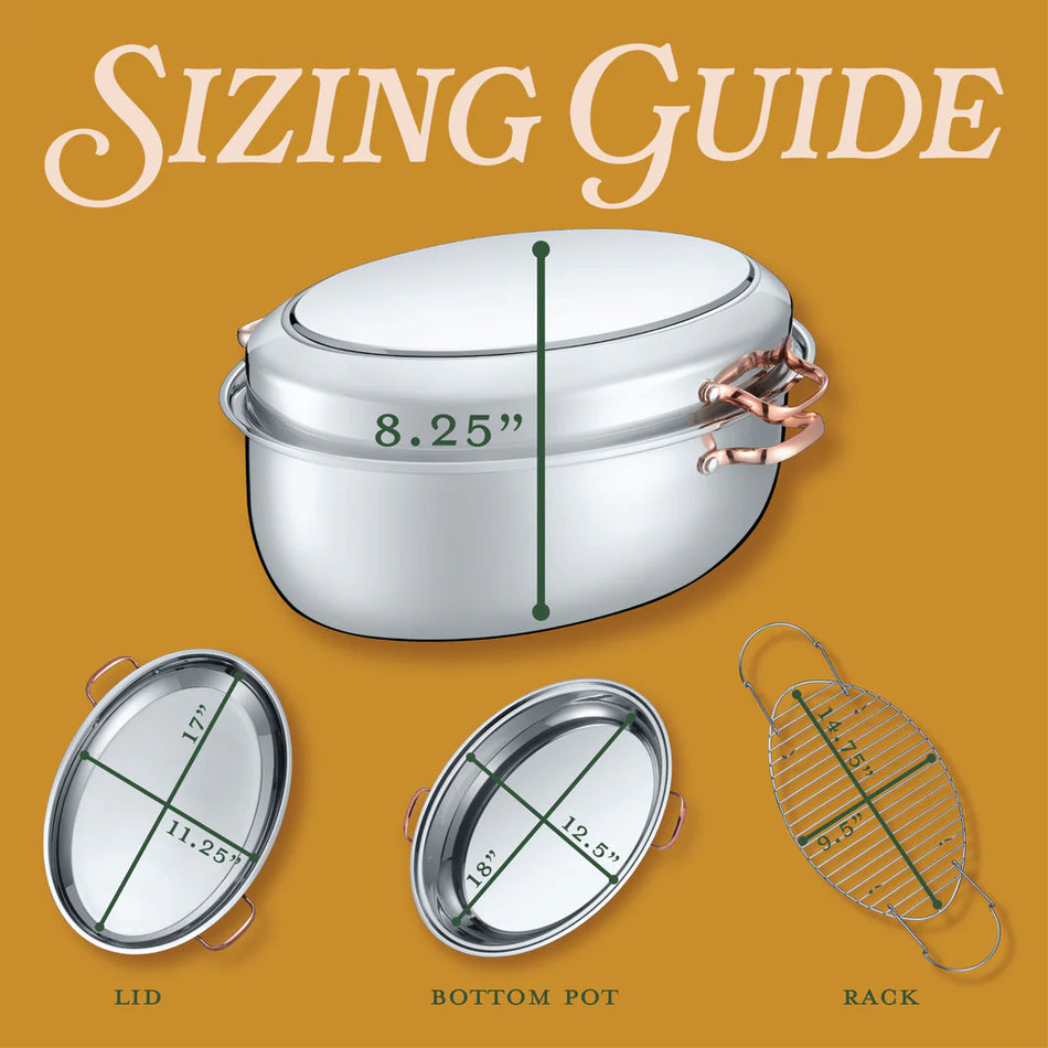 Concord Premium 12 Quart Stainless Steel Roasting Pan with Hangable Rack. Oval Turkey Roaster with Griddle Lid Multi-use Cookware