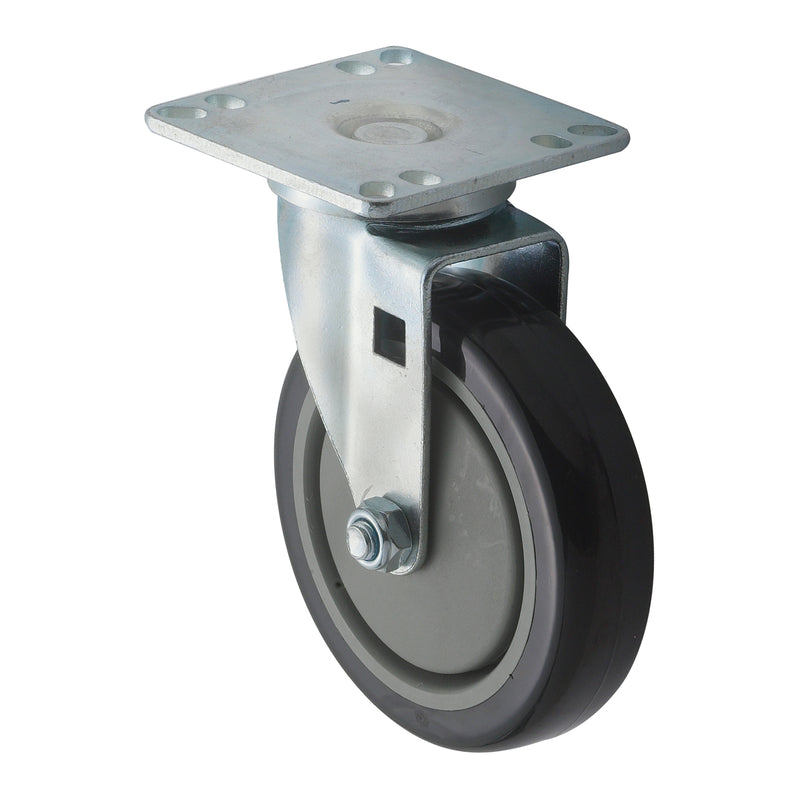 Winco CT-33 Caster Set 5 Inch Diameter Polyurethane Wheels with Plate 2 Packs