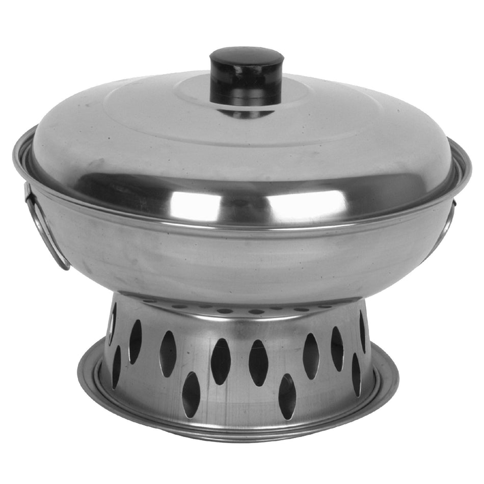 10" Alcohol Wok Set (Lid, Body and Base), Stainless Steel 18/0