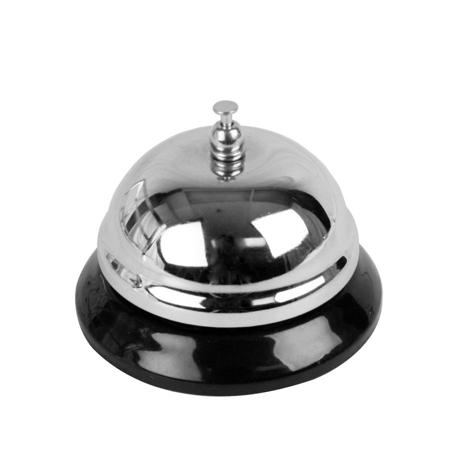 3-3/8" Diameter x 2-1/4" Height, Table Bell, Chrome Plated Iron, One touch button