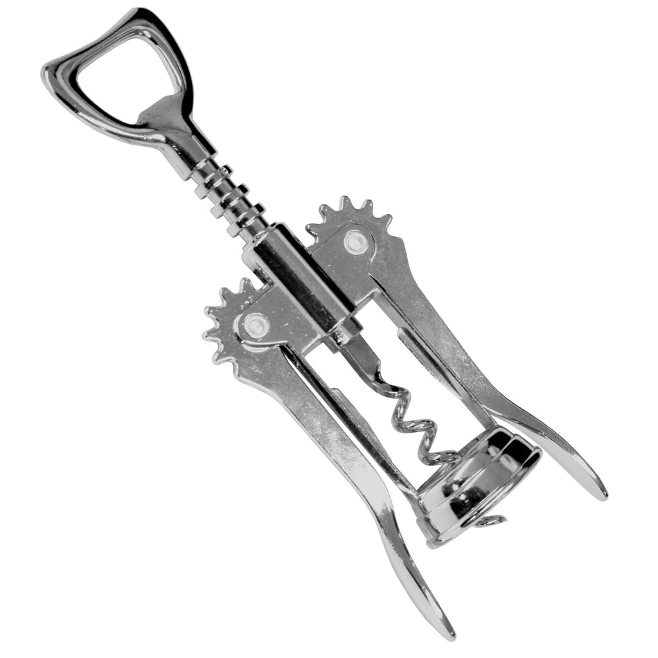6-1/2" x 2-1/2" x 2-1/2" Corkscrew Opener, Chrome Plated Iron,