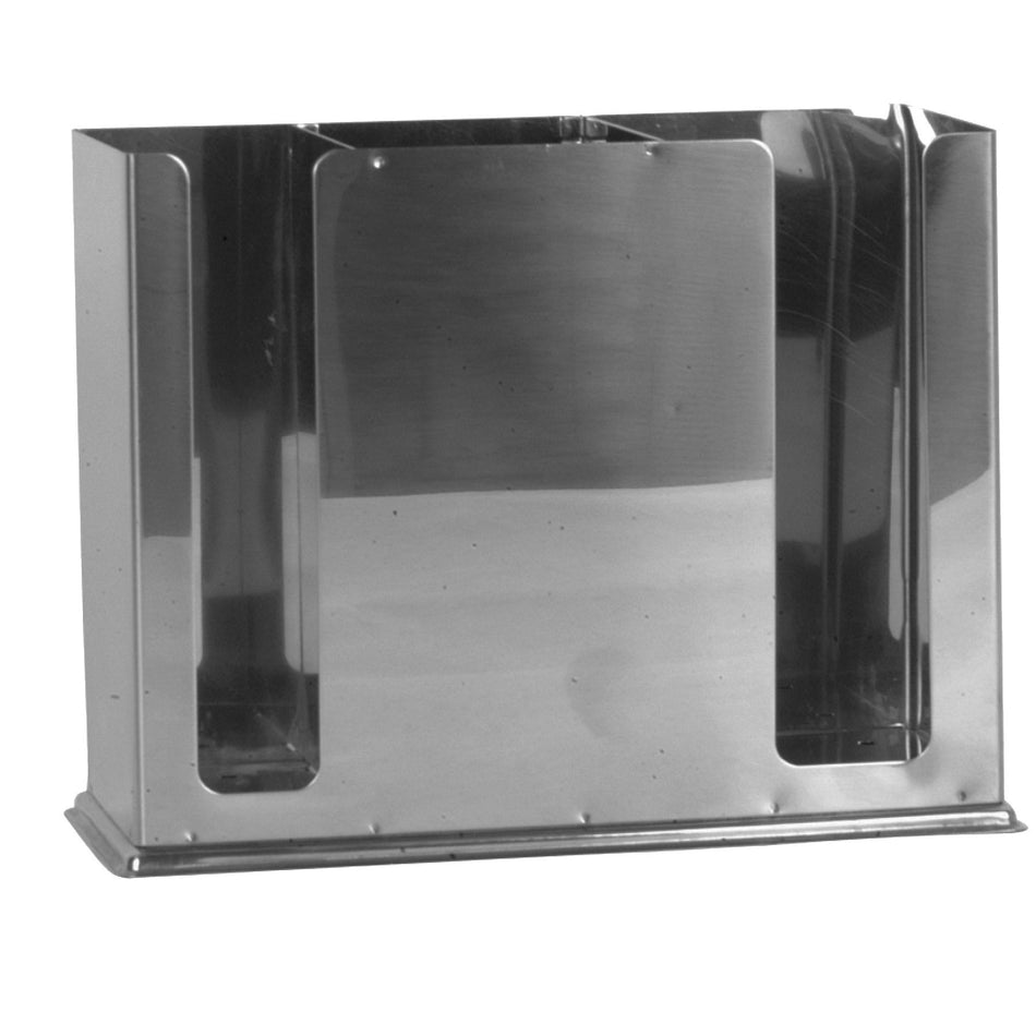 8-1/8" x 3" x 6-1/4", Chopsticks Holder, Stainless Steel, Compartment 1 size:  2" x 2-7/8", Compartment 2 size:  2-7/8" x 2-7/8", Compartment 3 size:  2-7/8" x 2-7/8"