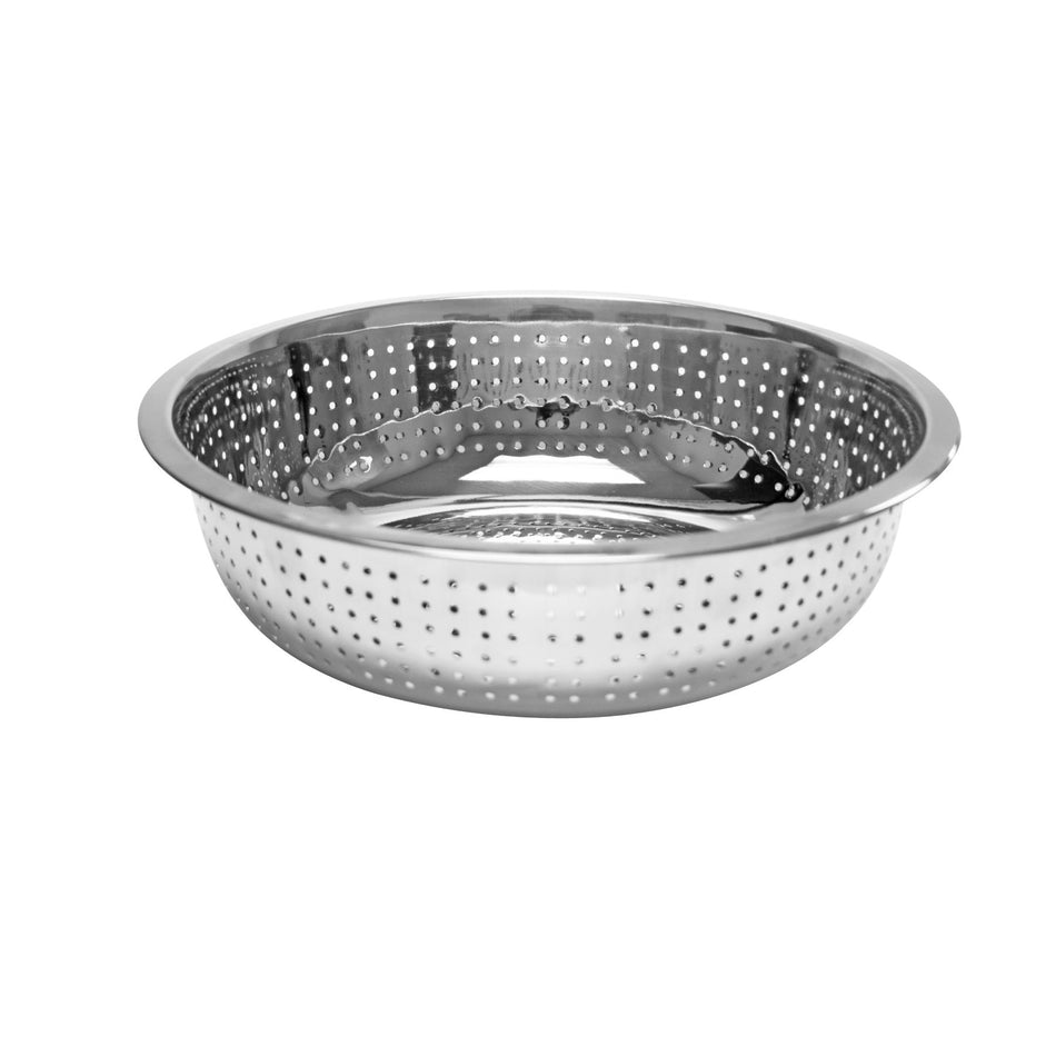 11" Diameter x 3-7/8" Height, Colander, Stainless Steel, Hole Size:  4.5mm