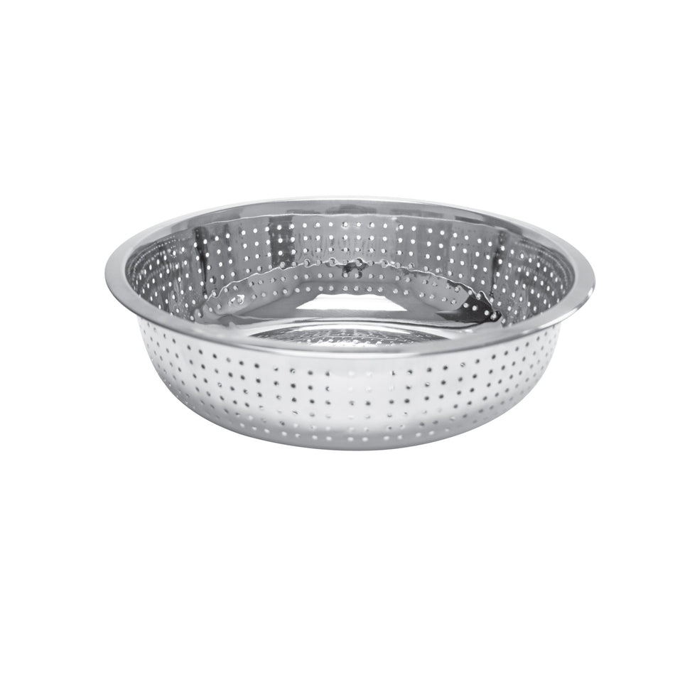 13" Diameter x 3-7/8" Height, Colander, Stainless Steel, Hole Size:  4.5mm