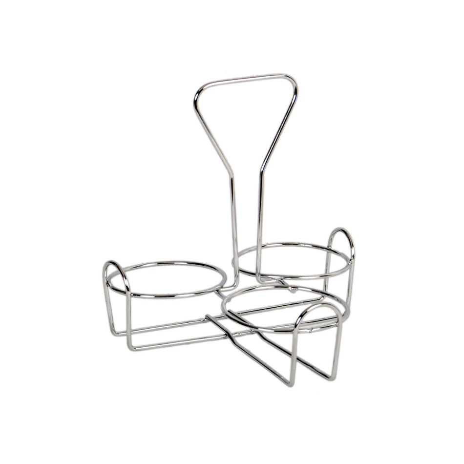 7-1/5" x 6" x 8", 3 Holes Condiment Jar Holder, Iron Plated, Hole Size: 3-3/8" Diameter
