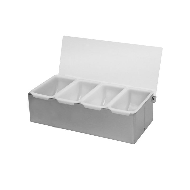 Thunder Group SLCN004 4 Compartments Acrylic Lid Stainless Steel Bar Condiment Dispenser