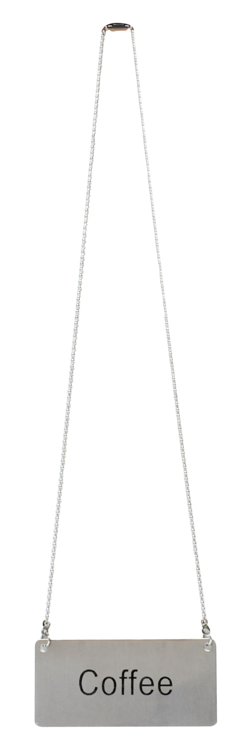 Thunder Group SLCS3174 3.5 Inch Beverage Chain Sign Coffee Stainless Steel with 12 Inch Chain