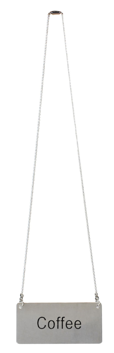 Thunder Group SLCS3174 3.5 Inch Beverage Chain Sign Coffee Stainless Steel with 12 Inch Chain