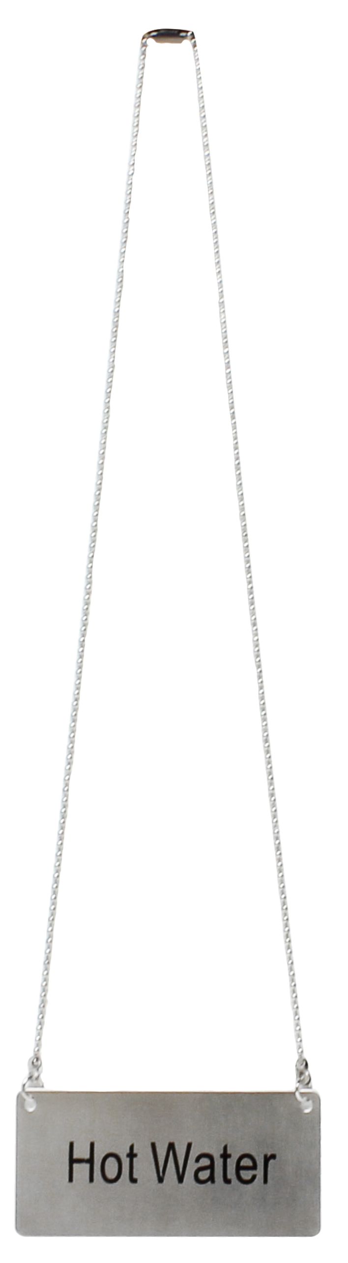 3-1/2" x 1-2/3", Hot Water Chain Sign with 13-1/8" Chain Length, Stainless Steel