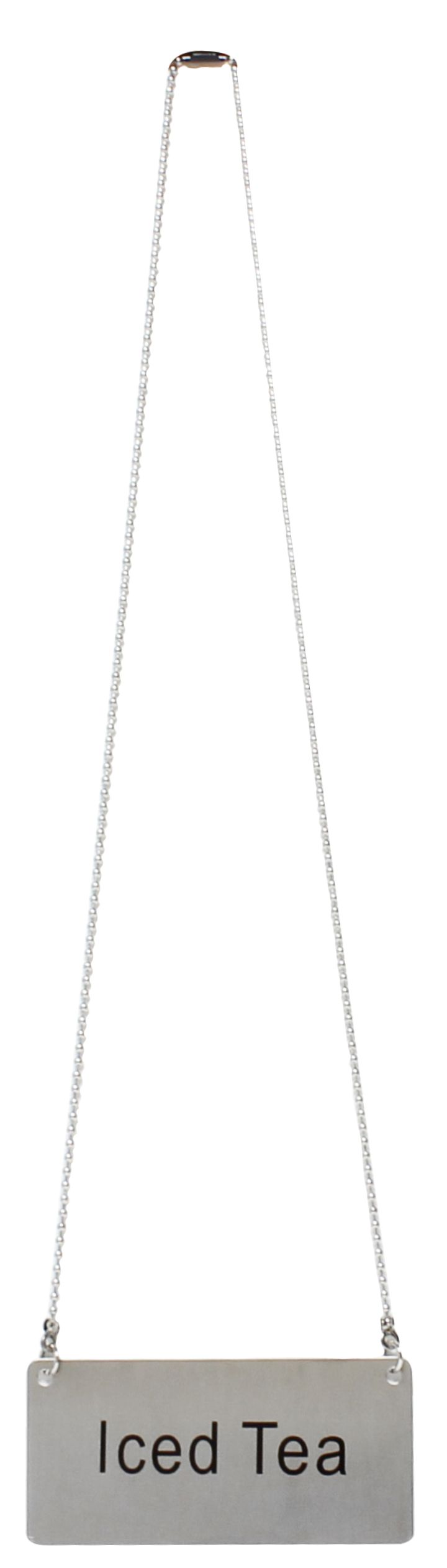 3-1/2" x 1-2/3", Iced Tea Chain Sign with 13-1/8" Chain Length, Stainless Steel