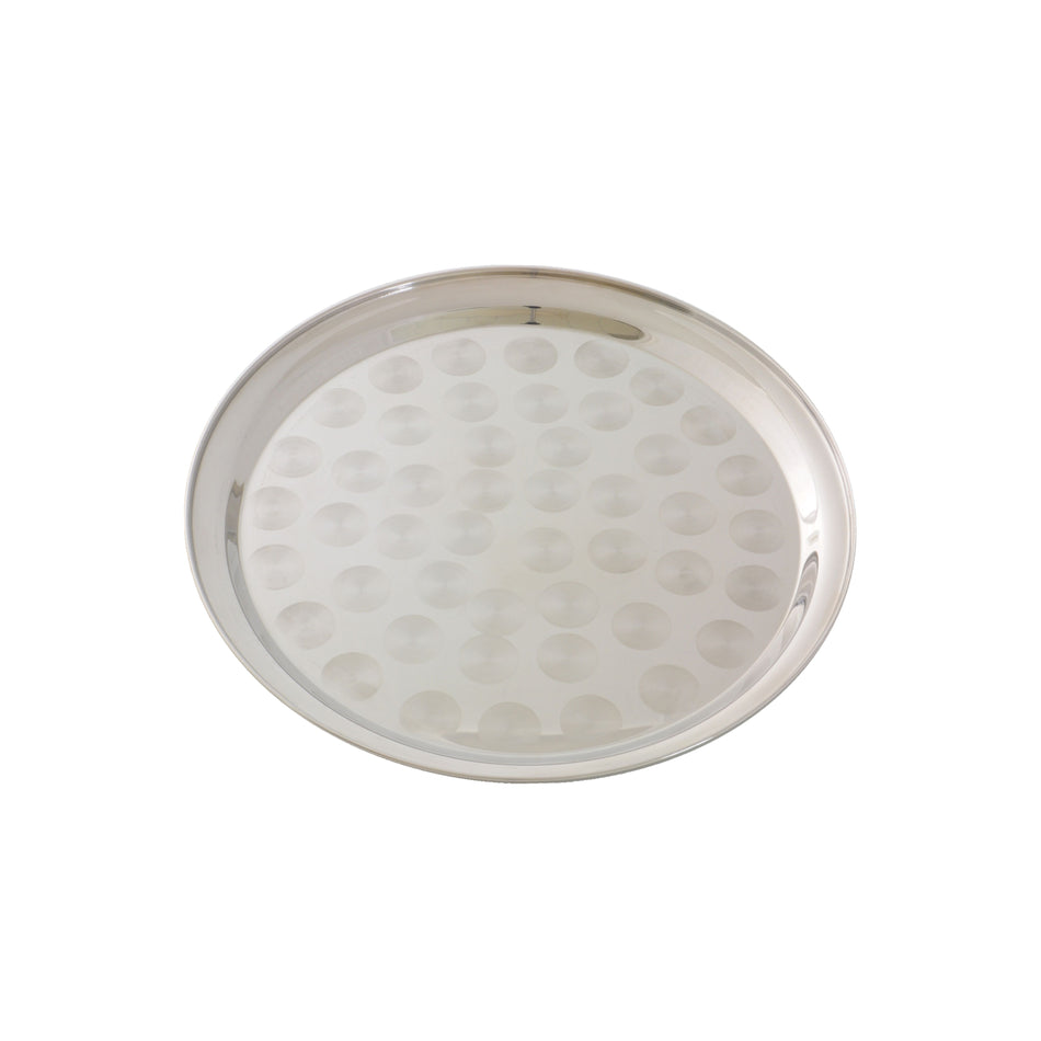 10" Diameter, Round Tray with Narrow Rim, Stainless Steel
