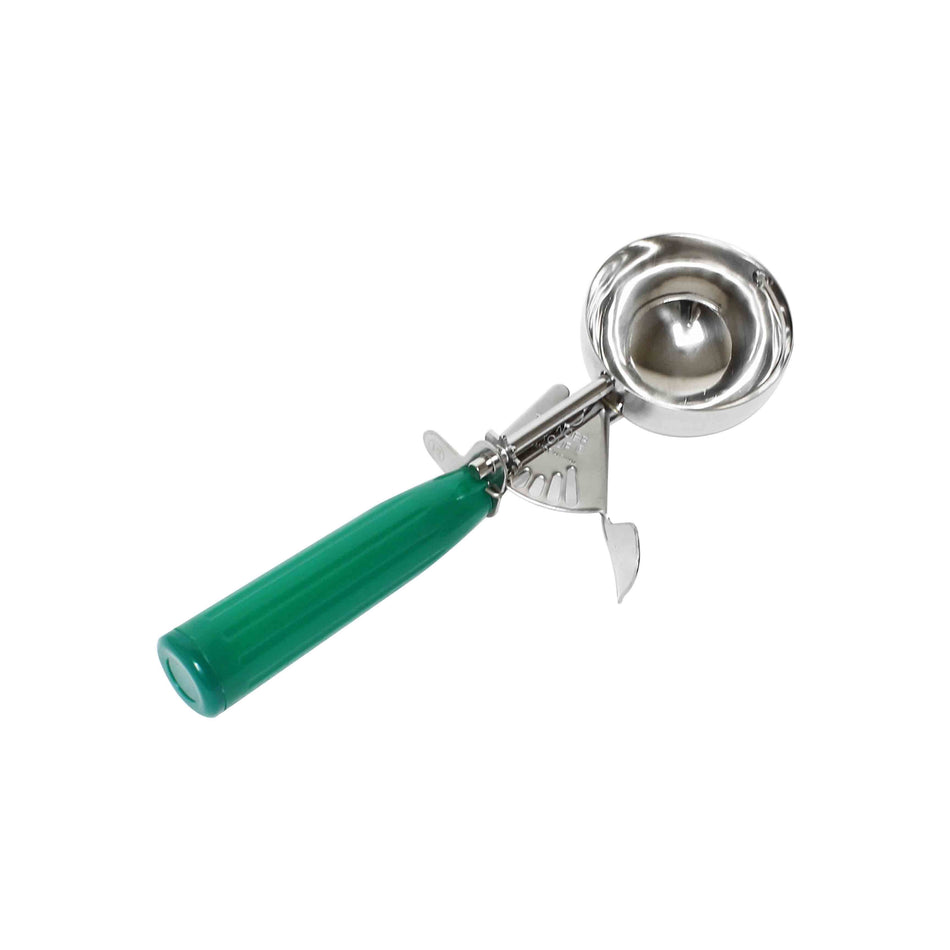 2-2/3 oz, No. 12, 8-3/4" x 3-1/4" x 1-1/2", Ice Cream Disher, Green Color, Stainless Steel 18/8, 304 Material, Polypropylene Handle, Color Coded, Dishwasher Safe, Accurate Portion, Easy to Clean, NSF