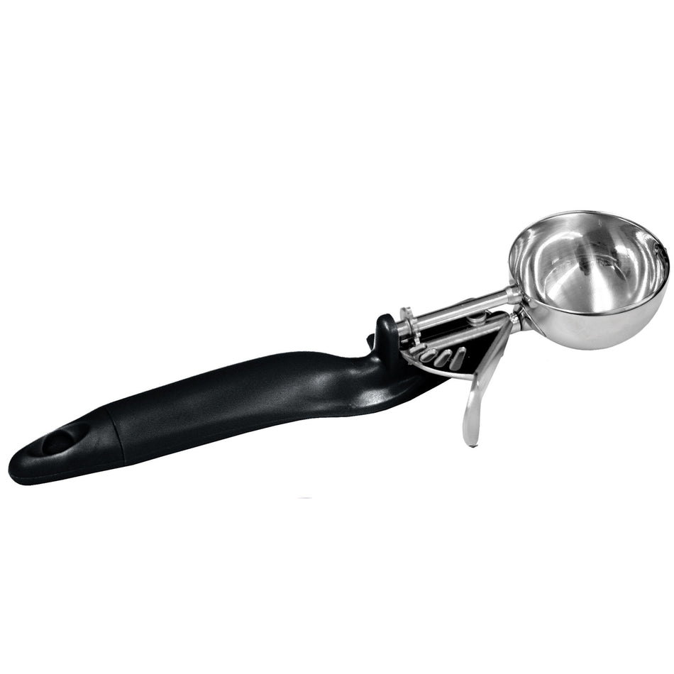 1 oz, No. 30, 9-1/4" x 2-7/8" x 1-1/8", Lever Disher, Black Color, Stainless Steel 18/8, 304 Material, Polypropylene Ergonomic Handle, Color Coded, Dishwasher Safe, Accurate Portion, Easy to Clean, NSF