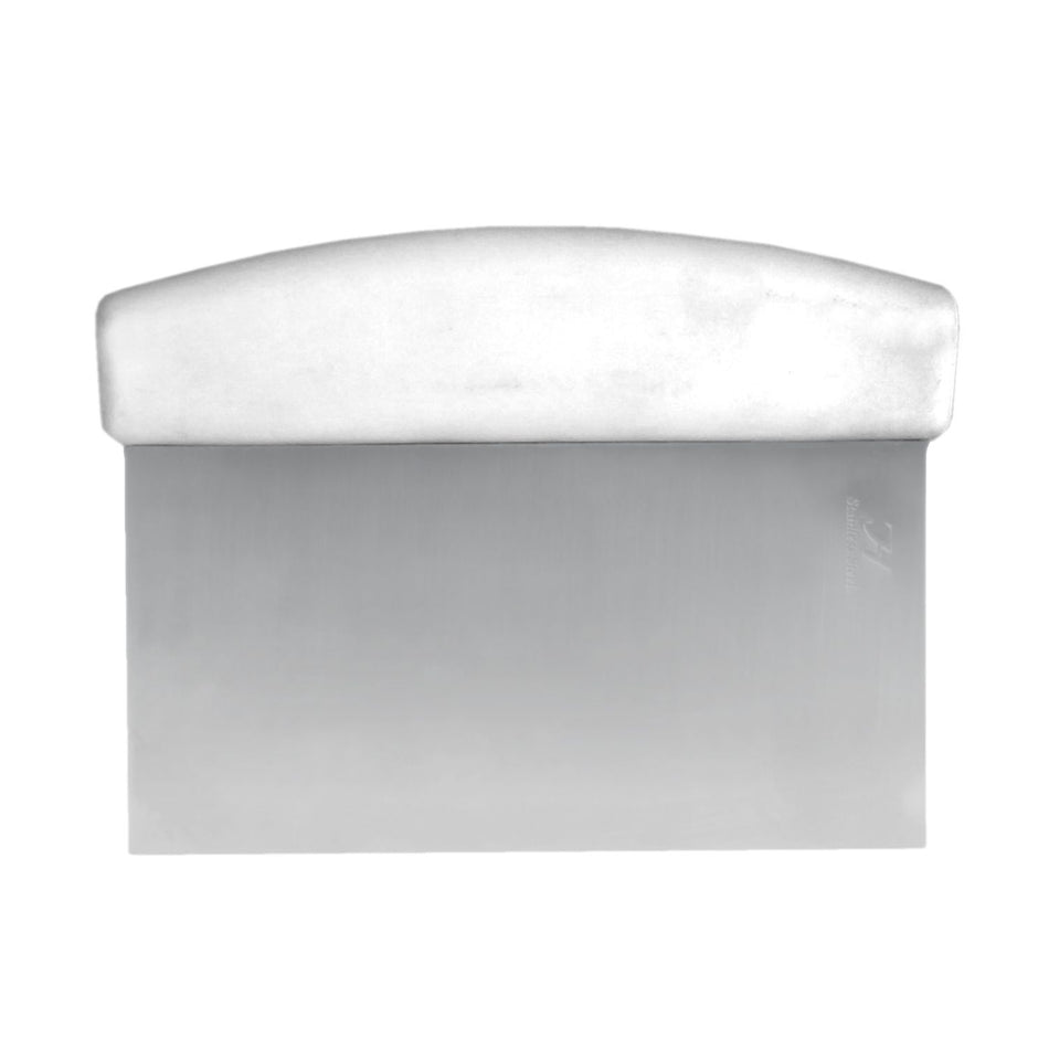 6" x 4" x 3/4", Dough Scraper, Stainless Steel Blade with White Plastic Handle