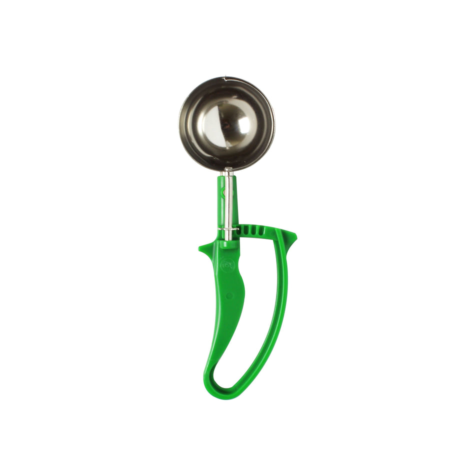 2-2/3 oz, No. 12, 8-7/8" x 3" x 1-1/2", Disher, Green Color, Stainless Steel 18/8, 304 Material with Acetal Copolymer Easy Grip Handle, Color Coded, Dishwasher Safe, One-Piece Construction, Accurate Portion, Easy to Clean, NSF