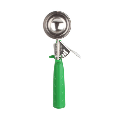 Thunder Group SLDS212P 2-2/3 Oz Disher Thumb Press One-Piece Handle Green Stainless Steel