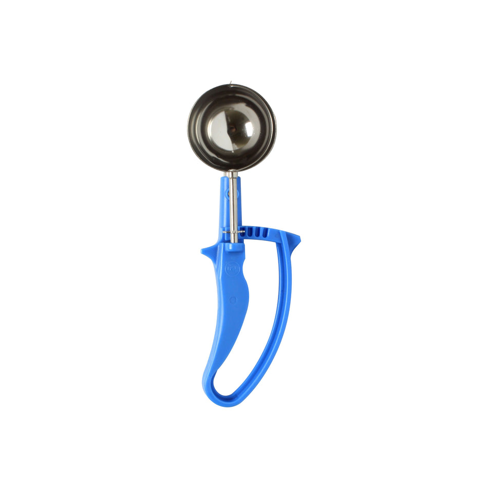 2 oz, No. 16, 8-5/8" x 3" x 1-1/2", Disher, Blue Color, Stainless Steel 18/8, 304 Material with Acetal Copolymer Easy Grip Handle, Color Coded, Dishwasher Safe, One-Piece Construction, Accurate Portion, Easy to Clean, NSF