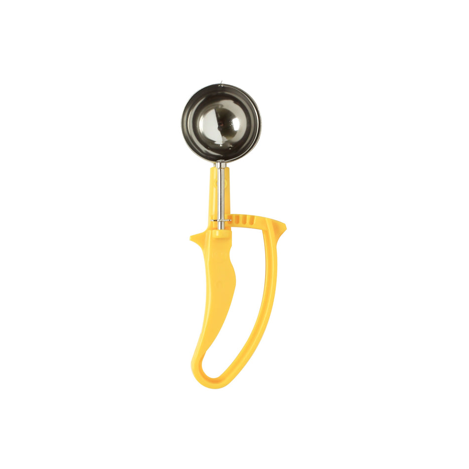 1-5/8" x 2-3/4" x 1-1/2", Disher, Yellow Color , Stainless Steel 18/8, 304 Material with Acetal Copolymer Easy Grip Handle, Color Coded, Dishwasher Safe, One-Piece Construction, Accurate Portion, Easy to Clean, NSF