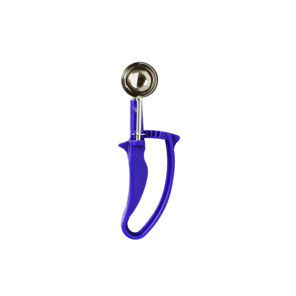 3/4 oz, No. 40, 7-7/8" x 2-3/4" x 1-5/8", Disher, Orchid Color, Stainless Steel 18/8, 304 Material with Acetal Copolymer Easy Grip Handle, Color Coded, Dishwasher Safe, One-Piece Construction, Accurate Portion, Easy to Clean, NSF