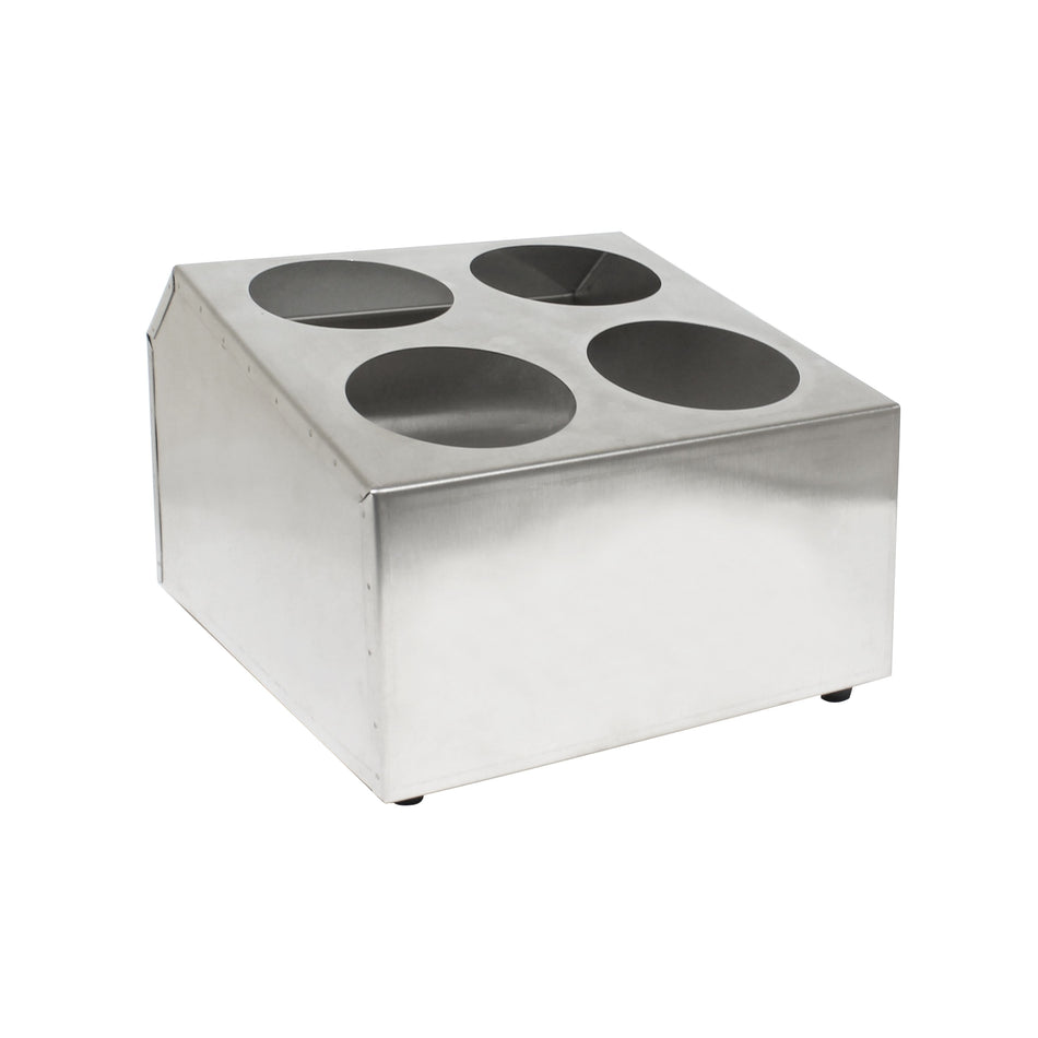 10-3/8" x 11-7/8" x 8", Flatware Cylinder Holder, 4 Cavities, Stainless Steel