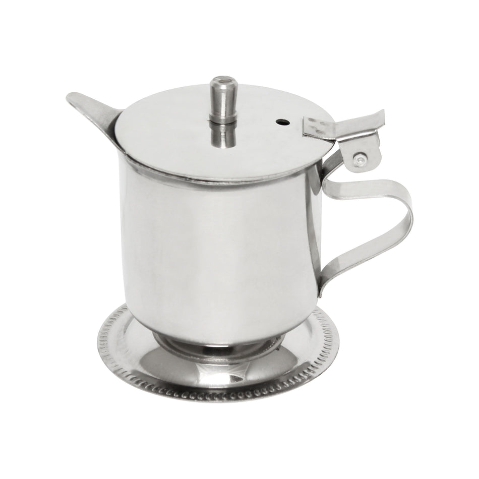 5 oz, 2-7/8" Diameter x 3-1/2" Height, Footed Creamer, Stainless Steel, Mirror Finish