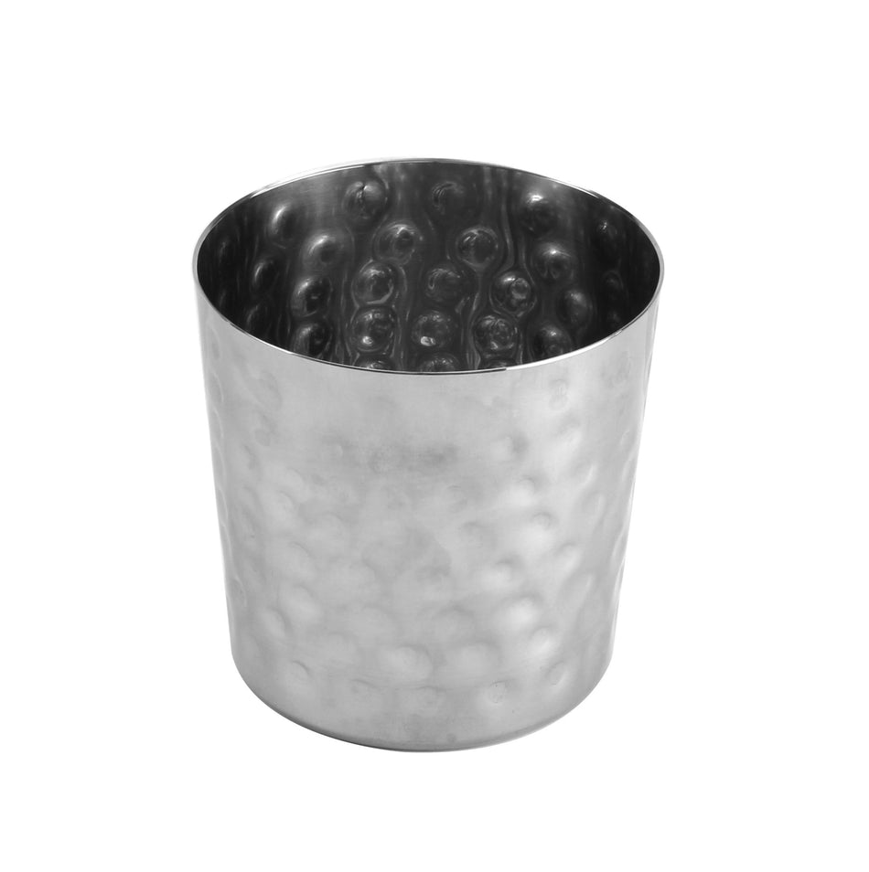 13 oz, 3-3/8" Diameter x 3-3/8" Height, French Fry Cup, Stainless Steel, Hammered Finish