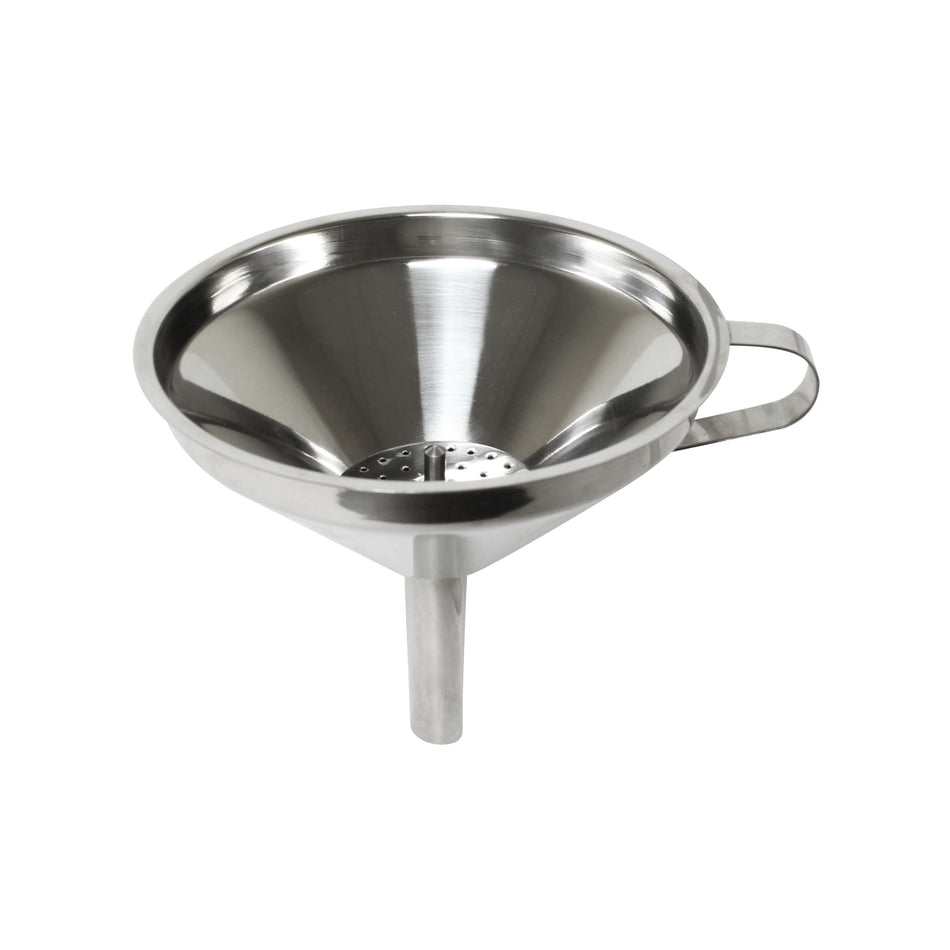 5" Diameter x 5-7/8" Length, Funnel with Removable Strainer, Stainless Steel