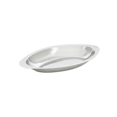 Thunder Group SLGT008 8 Oz Au Gratin Dish Oval Crumb Groove Stainless Steel Mirror Finish
