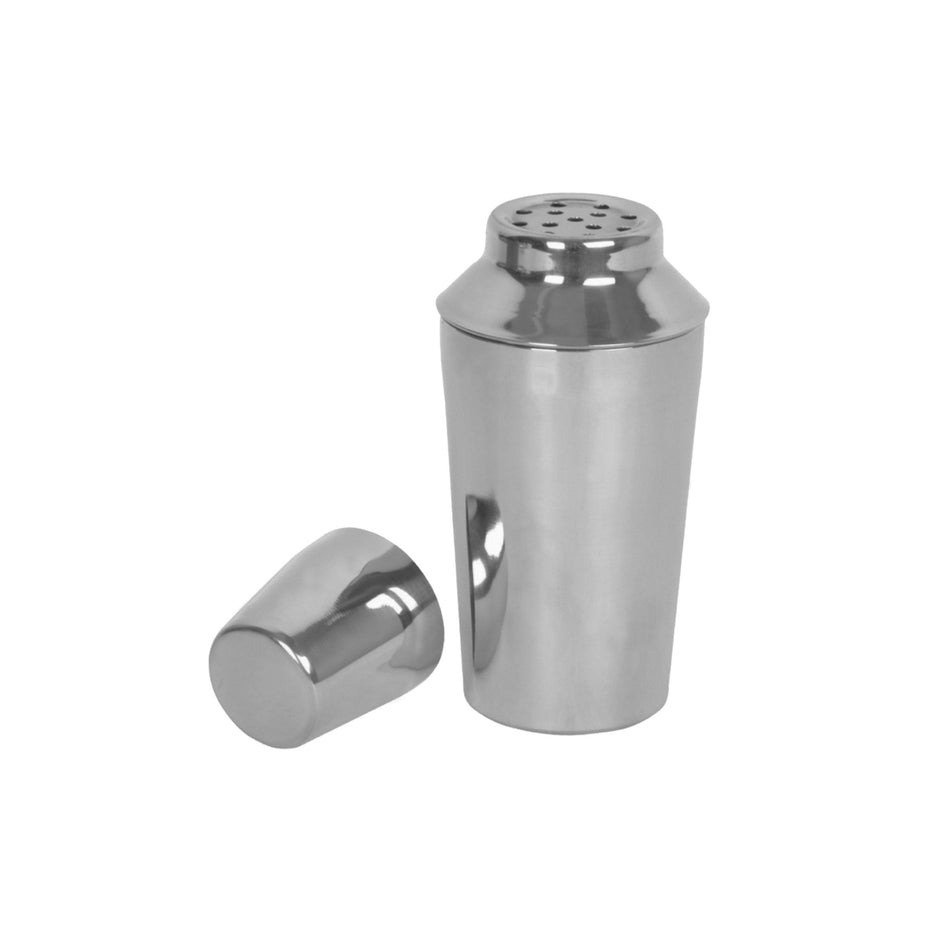 8 oz, 2-3/4" x 2-3/4" x 7-1/8" Cocktail Mixer, 3 Piece/Set (Container, Cup and Ice Strainer), Stainless Steel