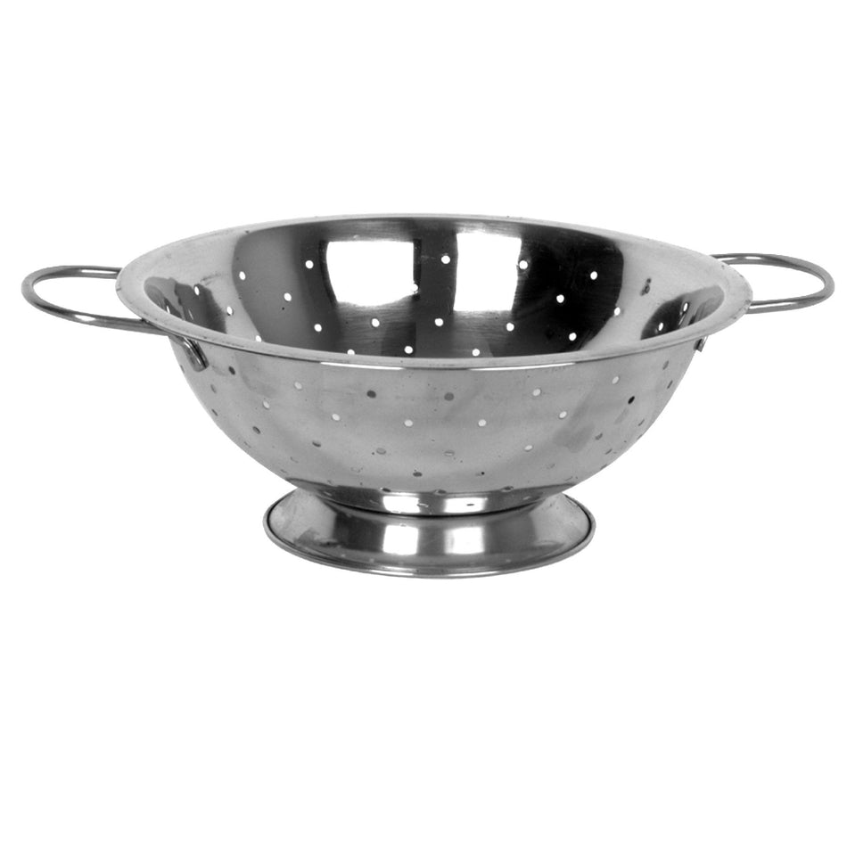 3 qt, 9-1/2" Top Diameter (5-1/8" Bottom Diameter) x 4-1/4" Height, 1-1/4" Handle Length, Colander with Handles, Stainless Steel