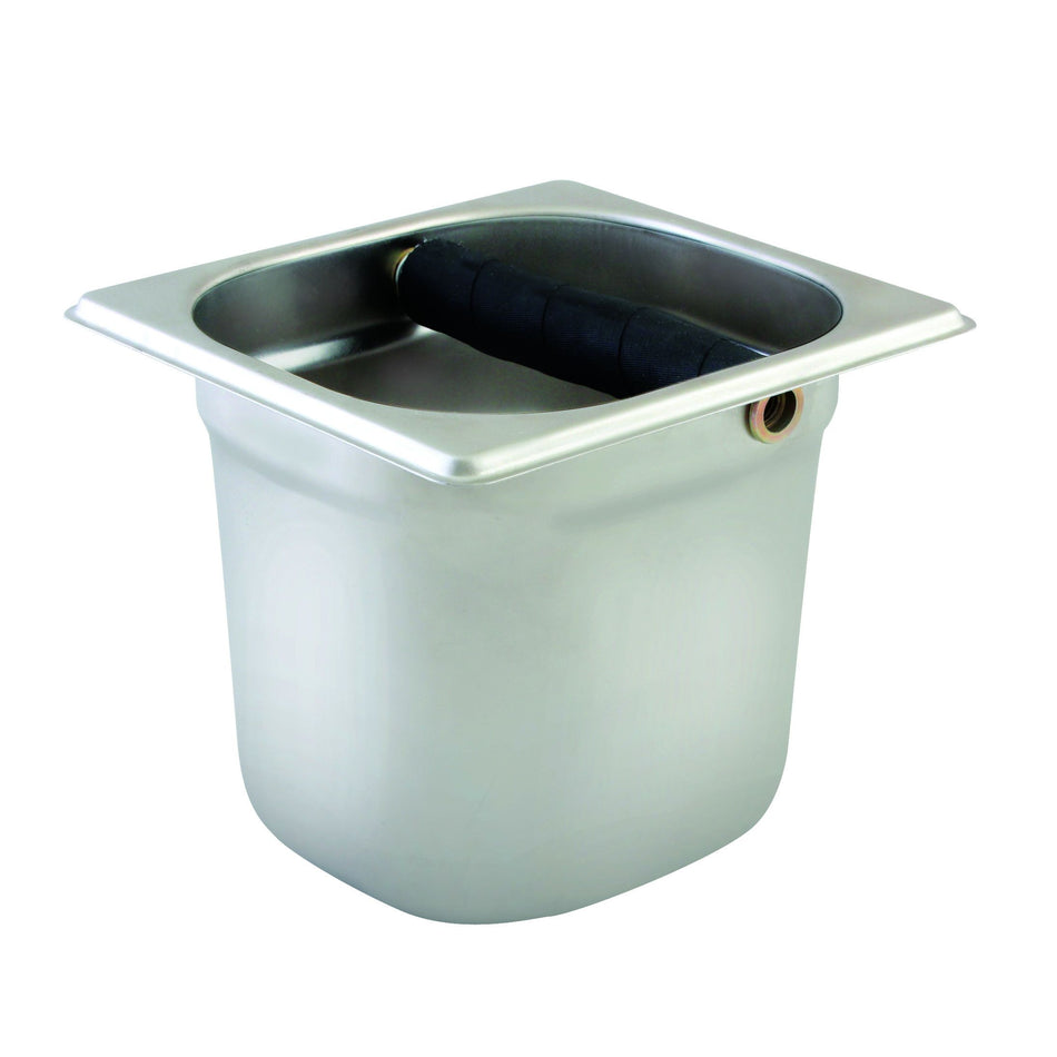 6-2/7" x 6-7/8" x 6", Knock Box, Stainless Steel, 0.6mm Thickness with Rubber Knock bar