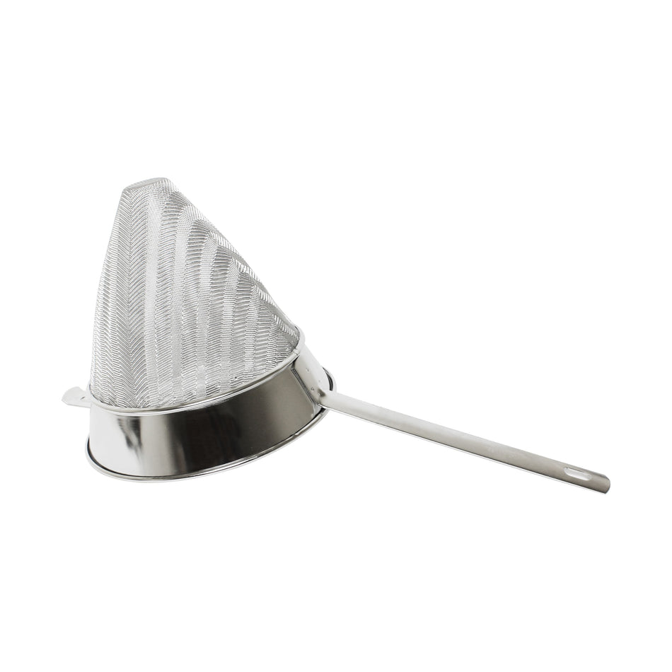 1-1/2 qt, 8" Diameter x 18" Length, Fine Mesh Bouillon Strainer, Stainless Steel 18/8, 304 Material, Made In Taiwan