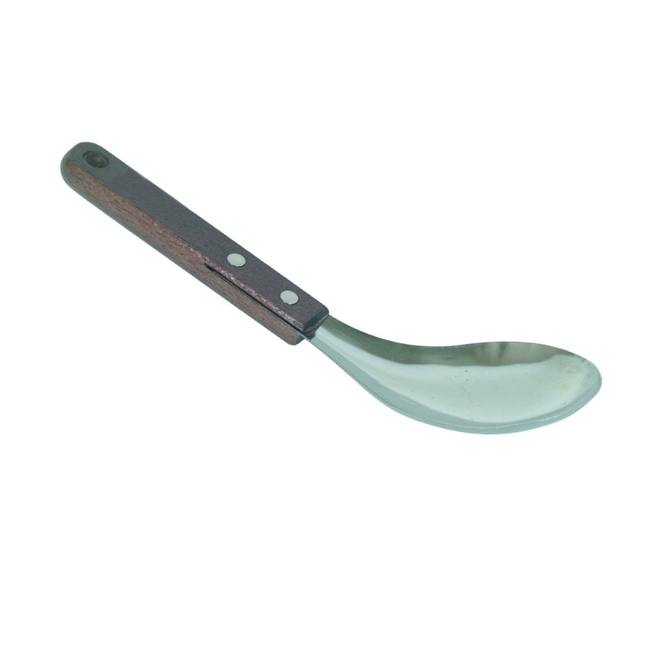 9-3/8" x 2-3/4" x 1-7/8", Concave Angled Spoon, Stainless Steel Spoon bowl with Hardwood Handle, Easy to Clean