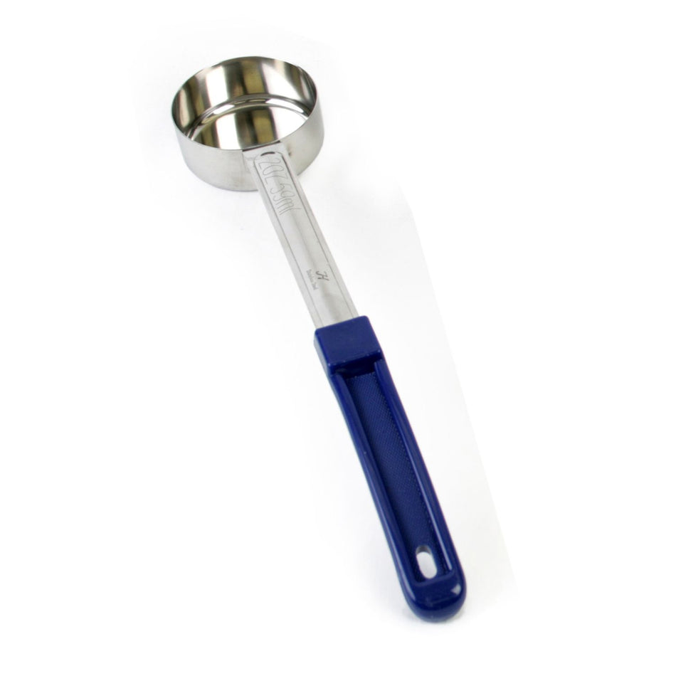 2 oz, 13" x 2-5/8" x 1-3/4", Solid Portion Controller, Blue Color, Stainless Steel Body (1mm Thickness) with Polypropylene Handle, Color Coded, Dishwasher Safe, Each Grip Surface, Two-Piece Construction