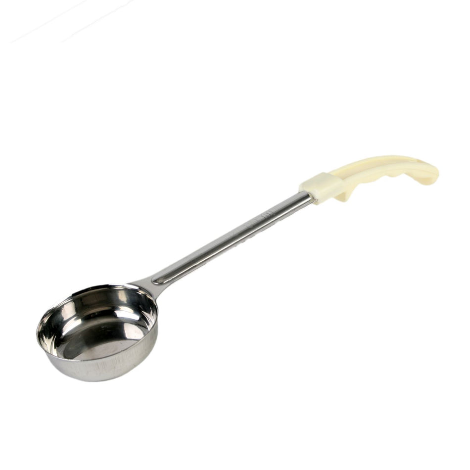 3 oz, 12-5/8" x 2-7/8" x 1-3/4", Solid Portion Controller, Ivory Color, Stainless Steel Body (1mm Thickness) with Polypropylene Handle, Color Coded, Dishwasher Safe, Each Grip Surface, One-Piece Construction