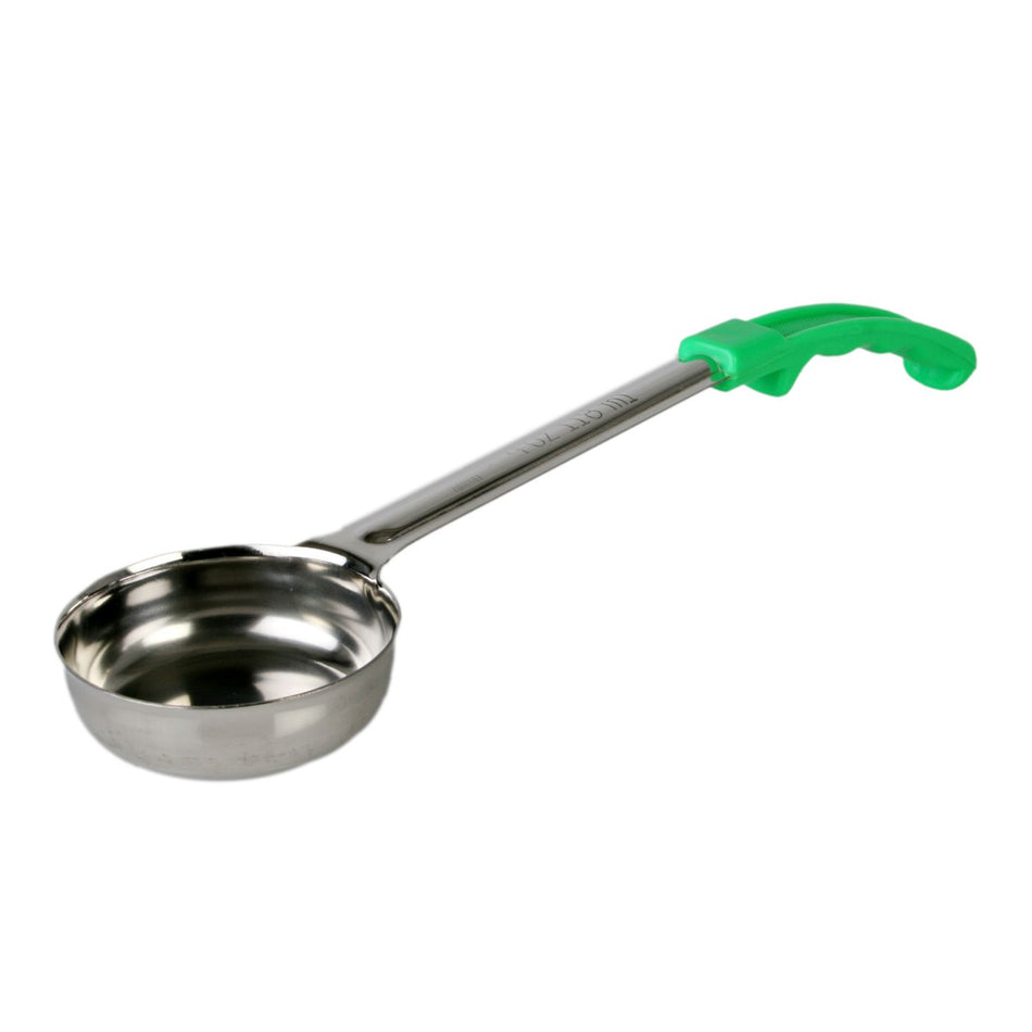4 oz, 13-3/4" x 3-1/4" x 1-1/2", Solid Portion Controller, Green Color, Stainless Steel Body (1mm Thickness) with Polypropylene Handle, Color Coded, Dishwasher Safe, Each Grip Surface, One-Piece Construction