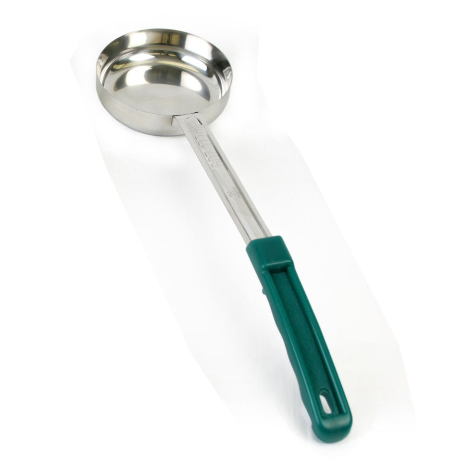 6 oz, 14-3/4" x 4" x 1-3/4", Solid Portion Controller, Green Color, Stainless Steel Body (1mm Thickness) with Polypropylene Handle, Color Coded, Dishwasher Safe, Each Grip Surface, Two-Piece Construction